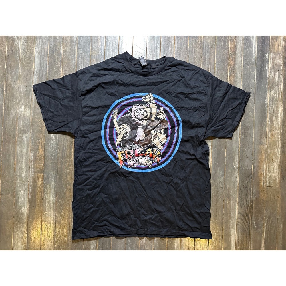 The Fabulous Furry Freak Brothers Graphic T-Shirt Gildan Heavy Cotton Black